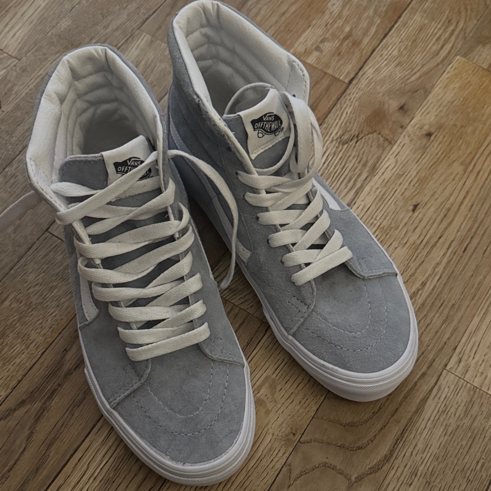 Vans women’s Gray and White High-Top Sneakers